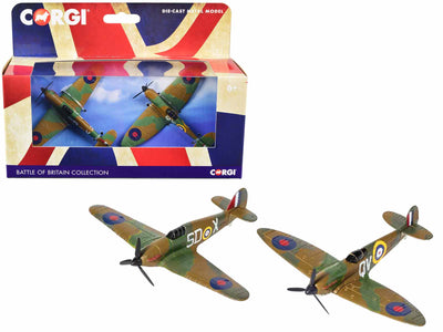 Supermarine Spitfire Fighter Aircraft and Hawker Hurricane Fighter Aircraft Set of 2 Pieces "RAF" "Battle of Britain Collection" Diecast Models by Corgi