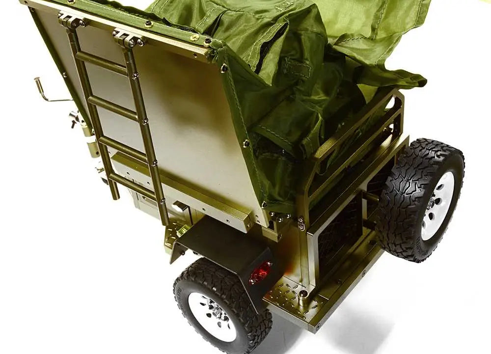 Integy Alloy Realistic Model Camping Trailer w/Roof Top Tent for 1/10 RC 390x195x175mm C27994GUN