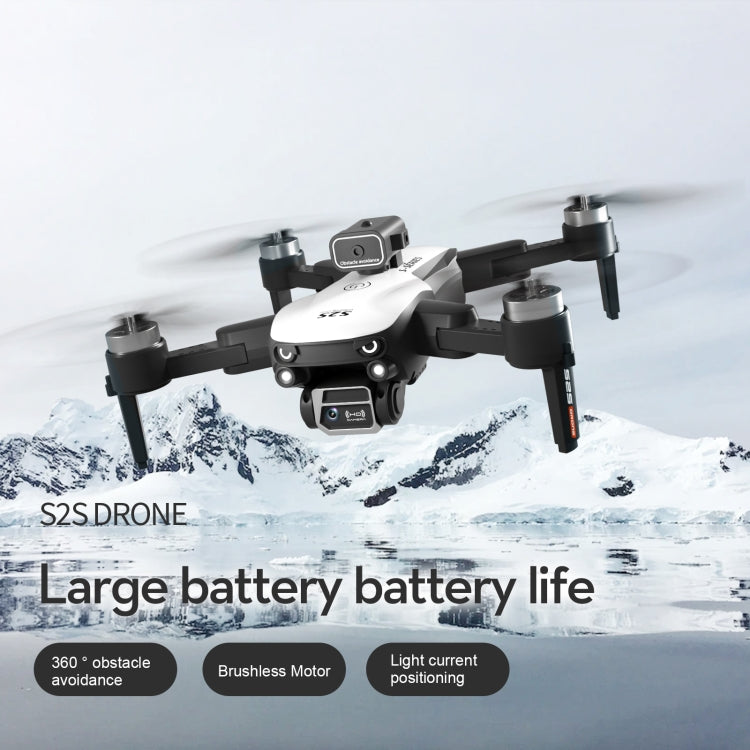 LS-S2S Obstacle Avoidance Brushless Dual Lens Aerial Photography Folding Drone, Specification:4K(White)