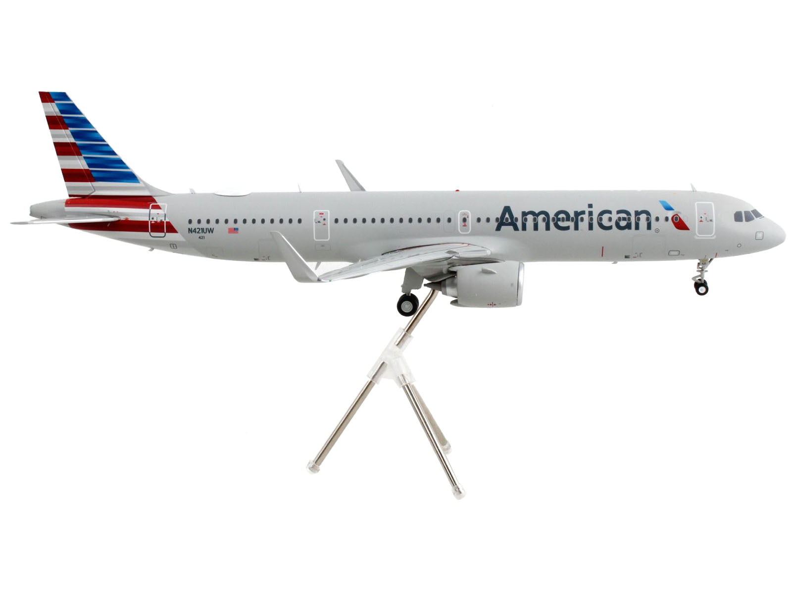 Airbus A321neo Commercial Aircraft "American Airlines" Silver with Striped Tail "Gemini 200" Series 1/200 Diecast Model Airplane by GeminiJets