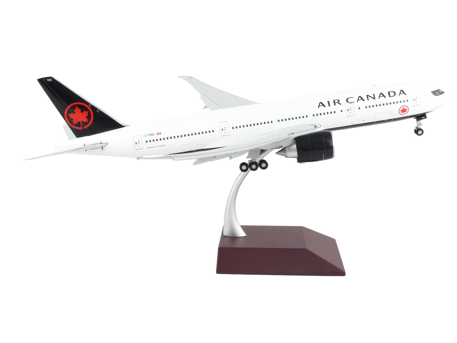 Boeing 777-200LR Commercial Aircraft with Flaps Down "Air Canada" White with Black Tail "Gemini 200" Series 1/200 Diecast Model Airplane by GeminiJets