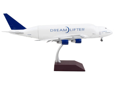 Boeing 747LCF Commercial Aircraft with Flaps Down "Dreamlifter" White with Blue Tail "Gemini 200" Series 1/200 Diecast Model Airplane by GeminiJets