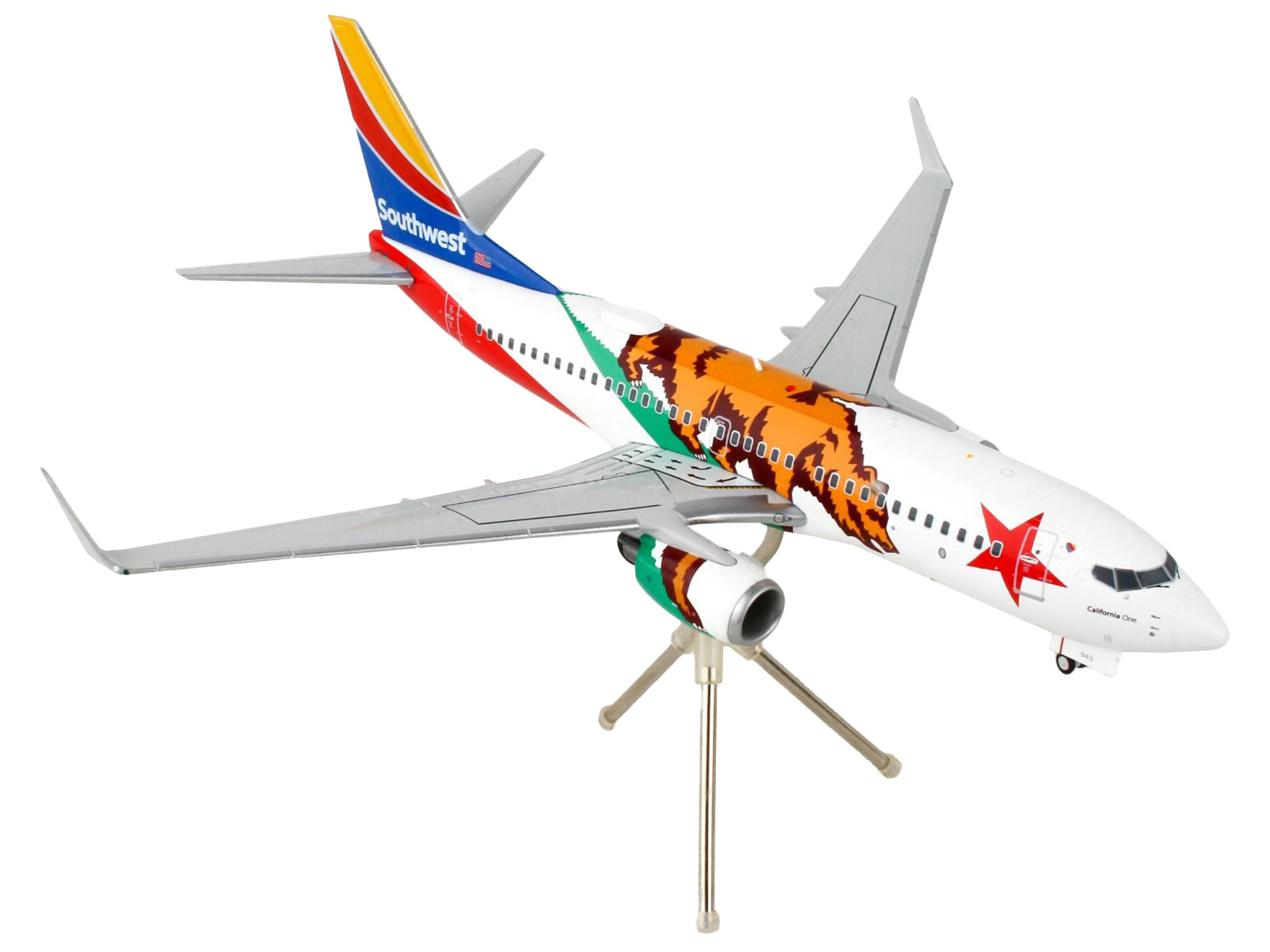 Boeing 737-700 Commercial Aircraft "Southwest Airlines - California One" California Flag Livery "Gemini 200" Series 1/200 Diecast Model Airplane by GeminiJets