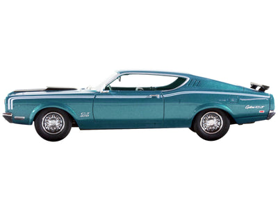 1969 Mercury Cyclone Dark Aqua Blue with Blue Interior and White Stripes Limited Edition to 170 pieces Worldwide 1/43 Model Car by Goldvarg Collection