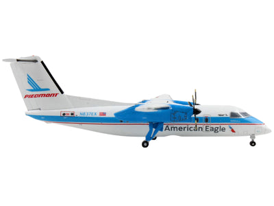 Bombardier Dash 8-100 Commercial Aircraft "American Airlines - American Eagle - Piedmont Airlines" White with Blue Stripes 1/400 Diecast Model Airplane by GeminiJets