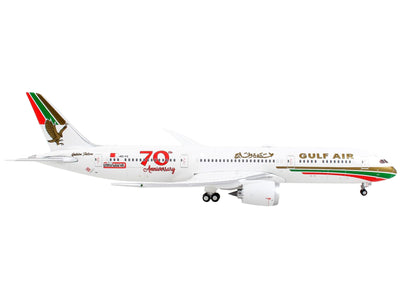 Boeing 787-9 Commercial Aircraft "Gulf Air - 70th Anniversary" White with Graphics 1/400 Diecast Model Airplane by GeminiJets