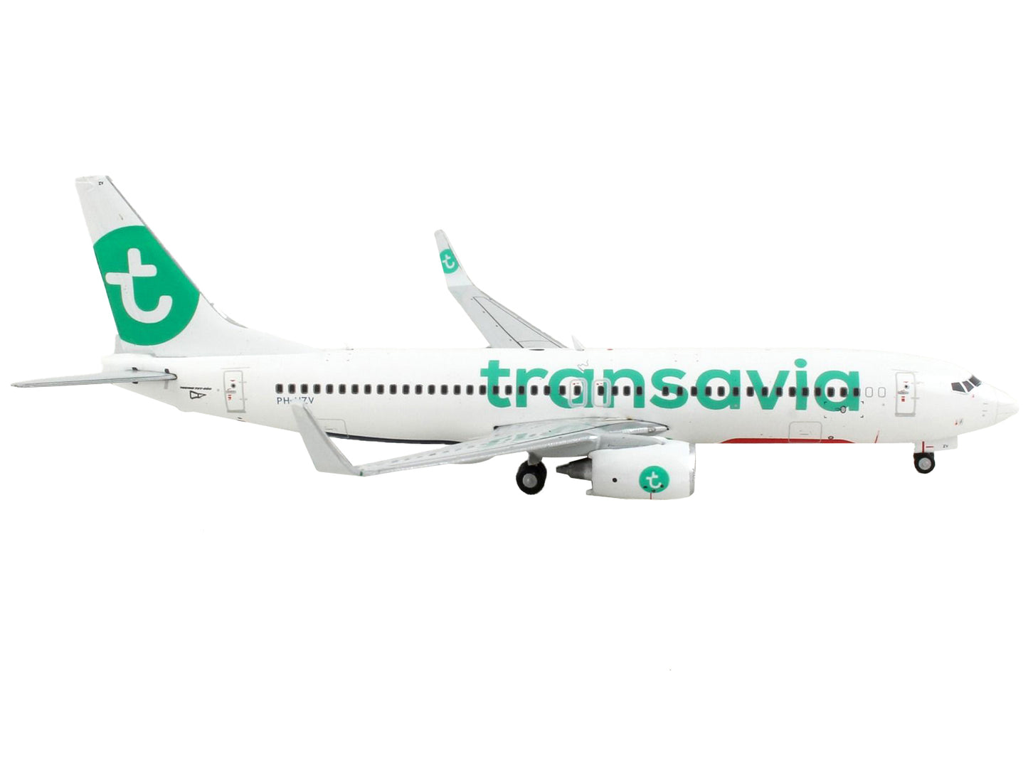 Boeing 737-800 Commercial Aircraft "Transavia Airlines" White with Green Tail 1/400 Diecast Model Airplane by GeminiJets