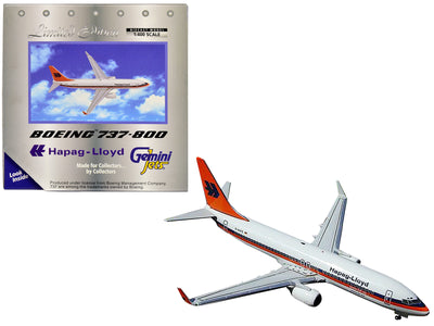 Boeing 737-800 Commercial Aircraft "Hapag-Lloyd" White with Orange and Blue Stripes 1/400 Diecast Model Airplane by GeminiJets