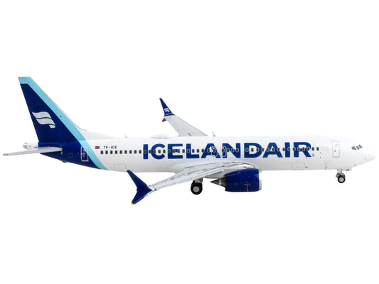 Boeing 737 MAX 8 Commercial Aircraft "Icelandair" White with Blue Tail 1/400 Diecast Model Airplane by GeminiJets