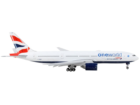 Boeing 777-200ER Commercial Aircraft with Flaps Down "British Airways - OneWorld" White 1/400 Diecast Model Airplane by GeminiJets