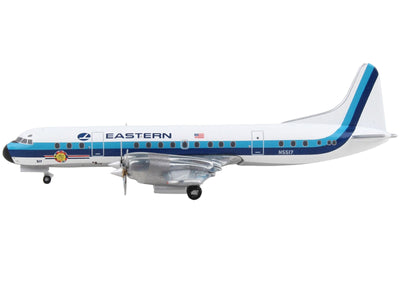 Lockheed L-188 Electra Commercial Aircraft "Eastern Air Lines" White with Blue Stripes 1/400 Diecast Model Airplane by GeminiJets