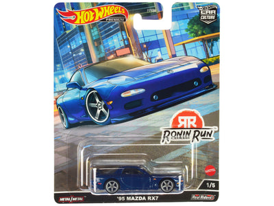 1995 Mazda RX7 Blue Metallic "Ronin Run" Series Diecast Model Car by Hot Wheels