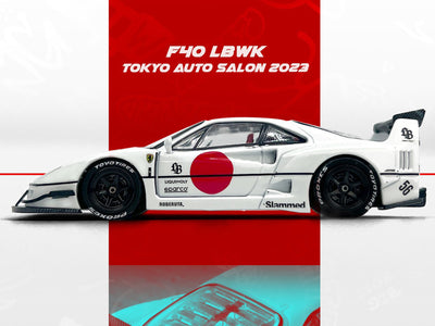 LBWK (Liberty Walk) F40 White with Graphics "Tokyo Auto Salon 2023" 1/64 Diecast Model Car by Inno Models