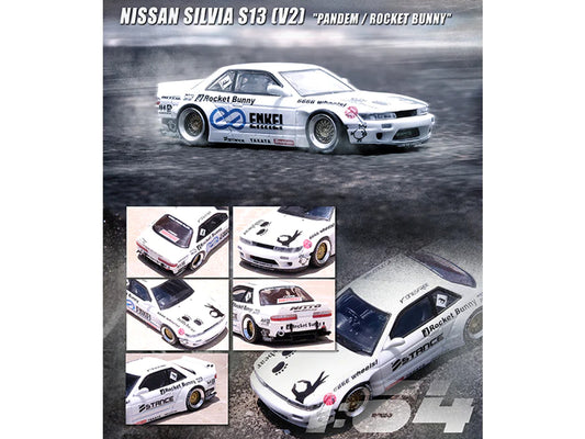 Nissan Silvia S13 (V2) RHD (Right Hand Drive) White "Pandem - Rocket Bunny" 1/64 Diecast Model Car by Inno Models