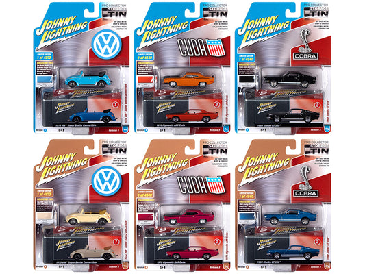 Johnny Lightning Collector's Tin 2020 Set of 6 Cars Release 3 1/64 Diecast Model Cars by Johnny Lightning