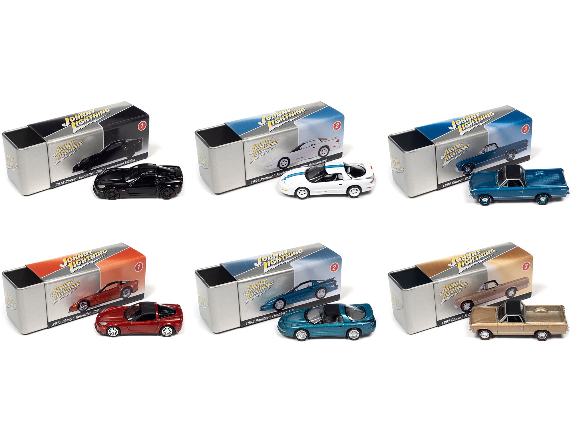 Johnny Lightning Collector's Tin 2022 Set of 6 Cars Release 1 Limited Edition of 7148 pieces Worldwide 1/64 Diecast Model Cars by Johnny Lightning