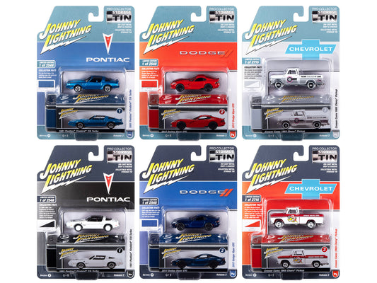 Johnny Lightning Collector's Tin 2023 Set of 6 Cars Release 2 Limited Edition 1/64 Diecast Model Cars by Johnny Lightning