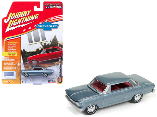 1965 Chevrolet Nova SS Glacier Gray Poly Limited Edition to 1800pc Worldwide Hobby Exclusive "Muscle Cars USA" 1/64 Diecast Model Car by Johnny Lightning