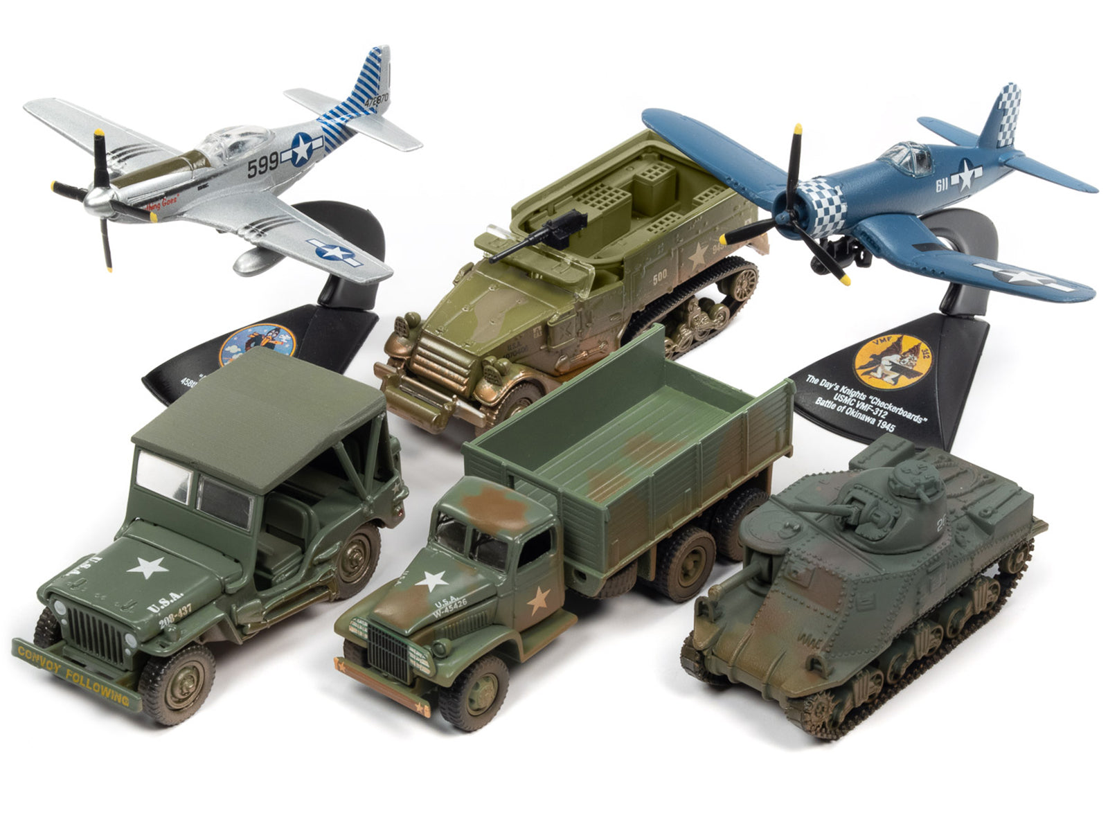 "Pacific Theater Warriors" Military 2022 Set B of 6 pieces Release 1 1/64 -1/144 Diecast Model Cars by Johnny Lightning