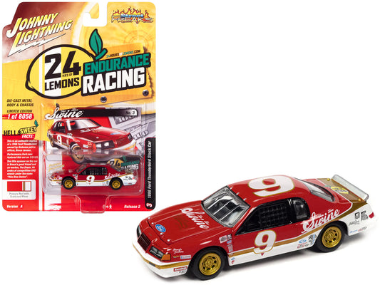 1986 Ford Thunderbird Stock Car #9 Primary Red "Thin Blue Swine" 24 Hours of Lemons "Street Freaks" Series Limited Edition to 8058 pieces Worldwide 1/64 Diecast Model Car by Johnny Lightning