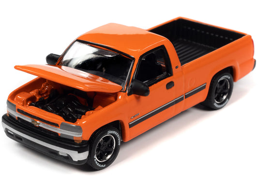 2002 Chevrolet Silverado Pickup Truck Tangier Orange "Classic Gold Collection" Series Limited Edition to 9868 pieces Worldwide 1/64 Diecast Model Car by Johnny Lightning