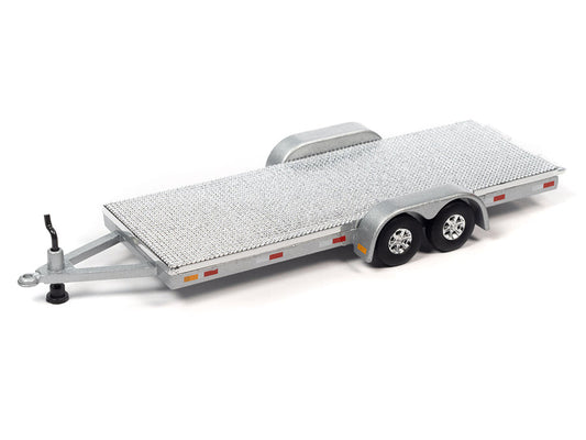 1983 Ford Ranger XLS Pickup Truck Silver Metallic with Red Interior with Open Flatbed Trailer Limited Edition to 7264 pieces Worldwide "Tow & Go" Series 1/64 Diecast Model Car by Johnny Lightning