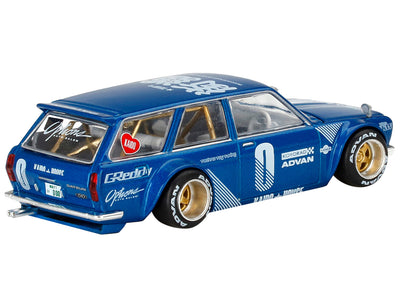 1971 Datsun 510 Wagon RHD (Right Hand Drive) Blue Metallic (Designed by Jun Imai) "Kaido House" Special 1/64 Diecast Model Car by True Scale Miniatures