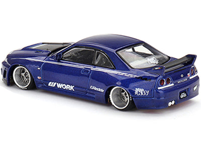 Nissan Skyline GT-R (R33) Kaido Works V2 RHD (Right Hand Drive) Blue Metallic (Designed by Jun Imai) "Kaido House" Special 1/64 Diecast Model Car by True Scale Miniatures