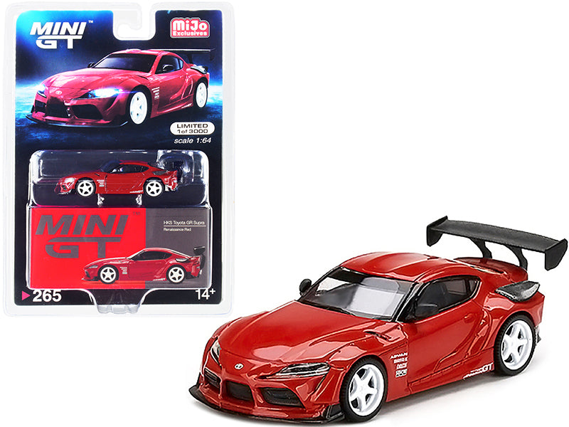 Toyota GR Supra "HKS" Renaissance Red with Carbon Accents and White Wheels Limited Edition to 3000 pieces Worldwide 1/64 Diecast Model Car by True Scale Miniatures