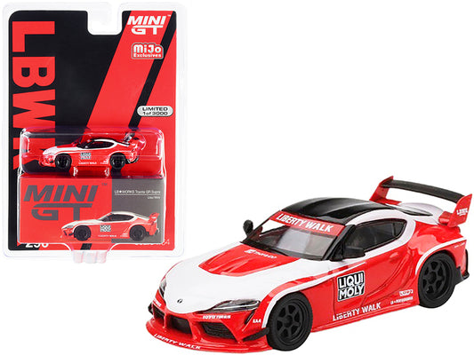 Toyota GR Supra LB WORKS RHD (Right Hand Drive) "Liqui Moly" Red and White with Black Top Limited Edition to 3000 pieces Worldwide 1/64 Diecast Model Car by True Scale Miniatures