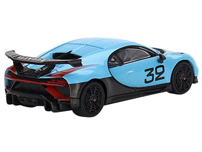 Bugatti Chiron Pur Sport #32 Light Blue with Red Graphics "Grand Prix" Limited Edition to 3000 pieces Worldwide 1/64 Diecast Model Car by True Scale Miniatures