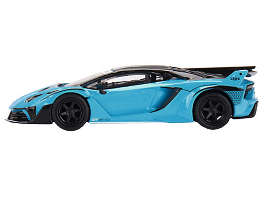 Lamborghini Aventador GT EVO "LB-Silhouette Works" Baby Blue with Black Top Limited Edition to 4200 pieces Worldwide 1/64 Diecast Model Car by True Scale Miniatures