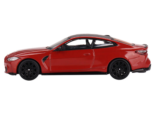 BMW M4 Competition (G82) Toronto Red Metallic with Carbon Top Limited Edition to 1800 pieces Worldwide 1/64 Diecast Model Car by True Scale Miniatures