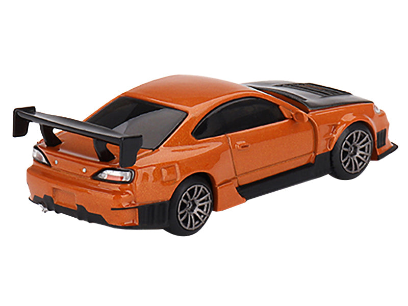 Nissan Silvia S15 D-MAX RHD (Right Hand Drive) Orange Metallic with Carbon Hood Limited Edition to 8160 pieces Worldwide 1/64 Diecast Model Car by True Scale Miniatures