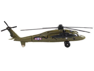 Sikorsky UH-60 Black Hawk Helicopter Olive Drab "United States Army" with Runway Section Diecast Model by Runway24