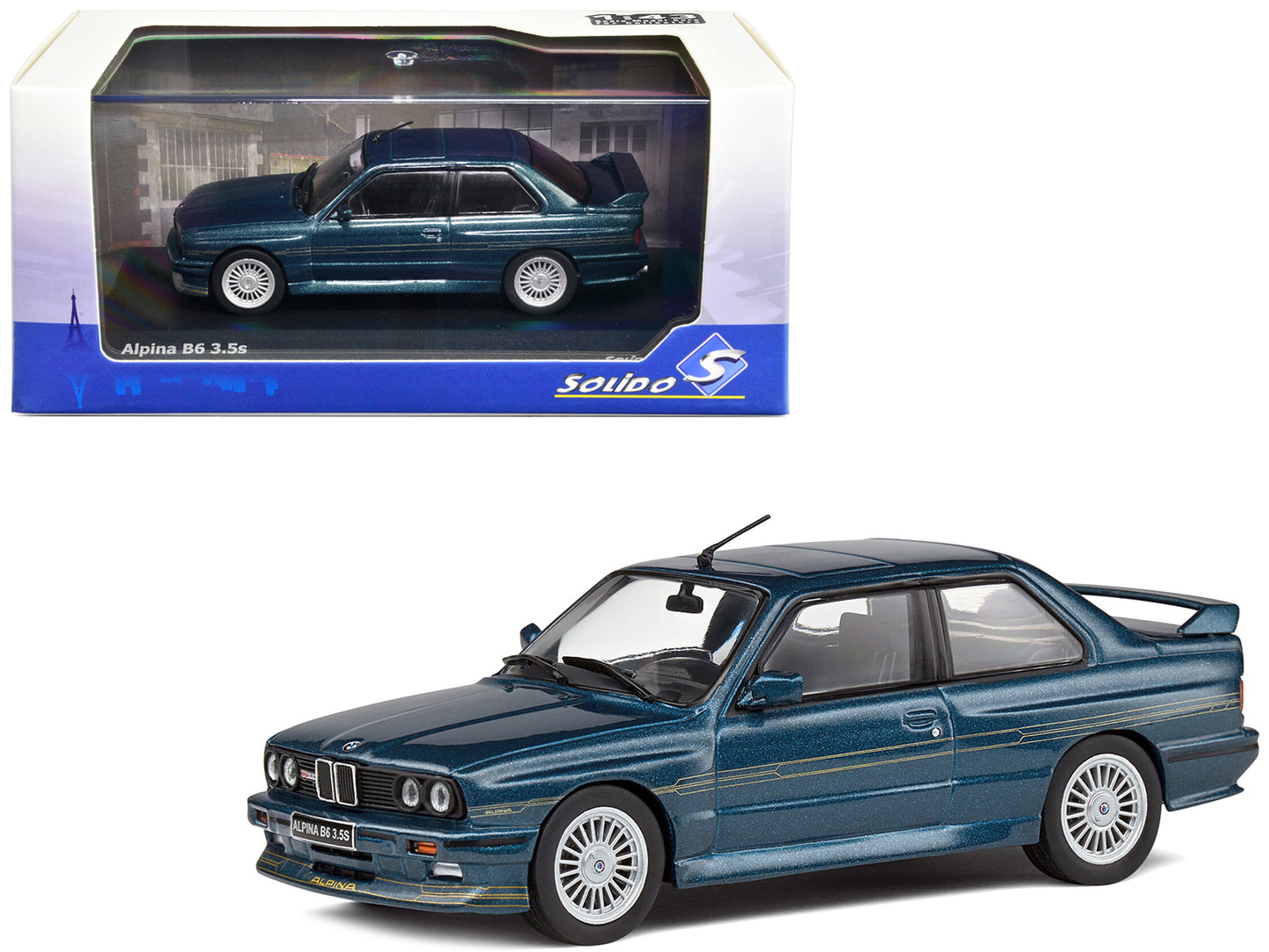 1989 BMW E30 M3 Alpina B6 3.5S Alpina Blue Metallic 1/43 Diecast Model Car by Solido