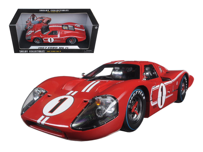 Ford GT MK IV #1 Red with White Stripes 24H of Le Mans (1967) 1/18 Diecast Model Car by Shelby Collectibles