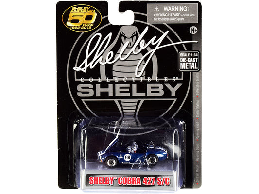 1965 Shelby Cobra 427 S/C #98 Blue Metallic with White Stripes "Shelby American 50 Years" (1962-2012) 1/64 Diecast Model Car by Shelby Collectibles