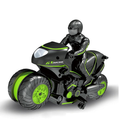 2.4G Remote Control Motorcycle Drifting Rotating High-Speed Side-Tracking Off-Road Motorcycle(Black Green)