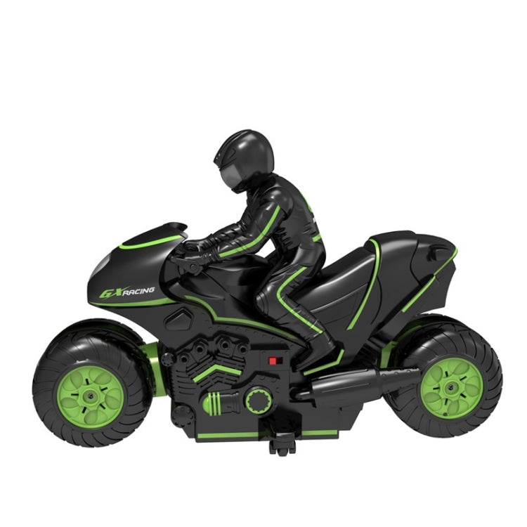 2.4G Remote Control Motorcycle Drifting Rotating High-Speed Side-Tracking Off-Road Motorcycle(Black Green)