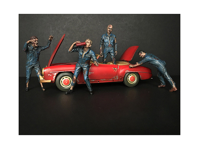 Zombie Mechanics 4 Piece Figurine Set "Got Zombies??" for 1/24 Scale Models by American Diorama