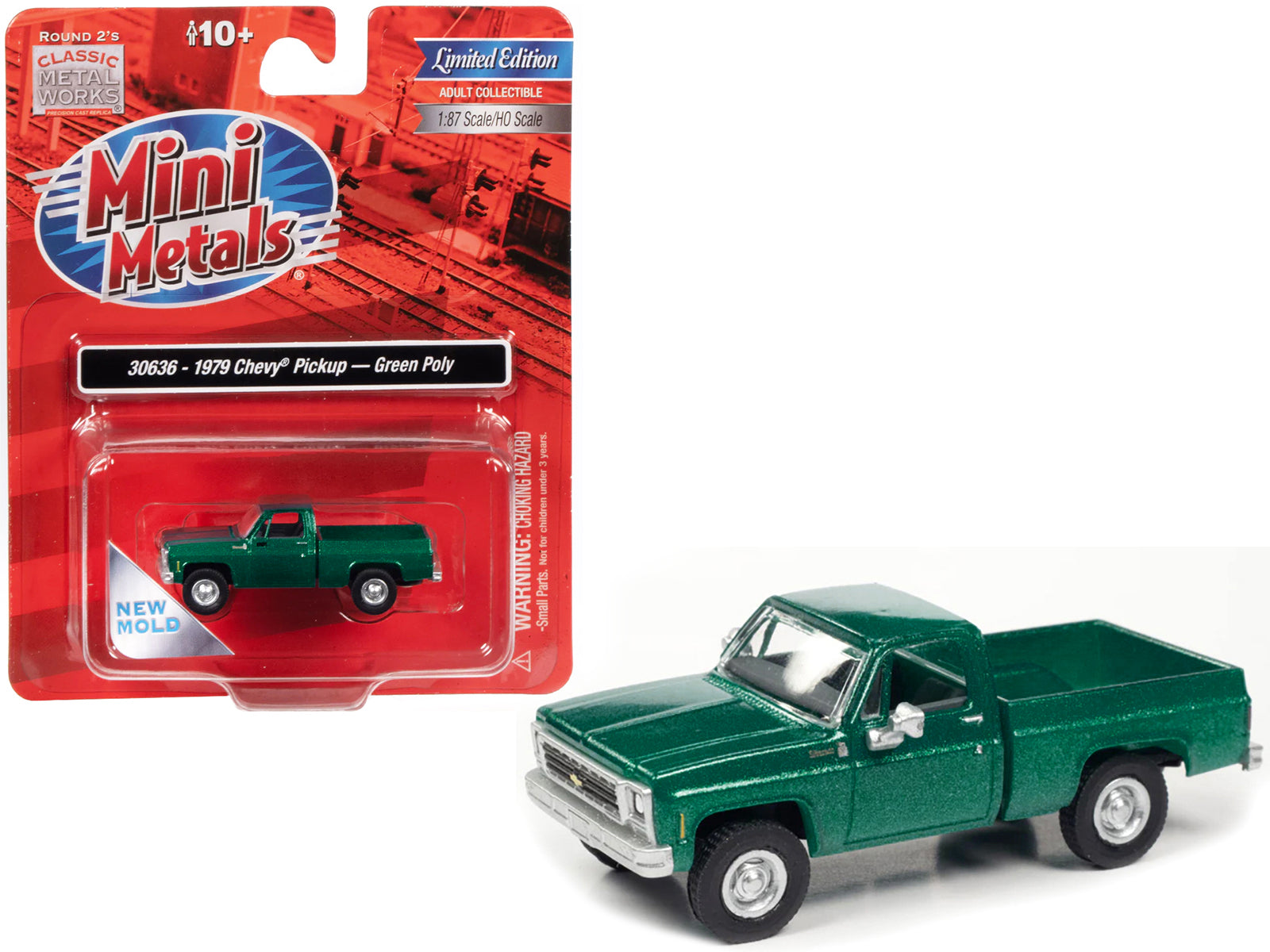 1979 Chevrolet Fleetside Pickup Truck Green Metallic 1/87 (HO) Scale Model Car by Classic Metal Works