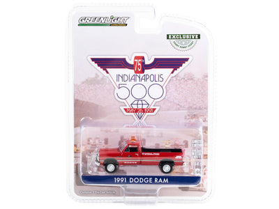 1991 Dodge Ram D-250 Pickup Truck Red "75th Annual Indianapolis 500 Official Truck" (1991) "Hobby Exclusive" Series 1/64 Diecast Model Car by Greenlight