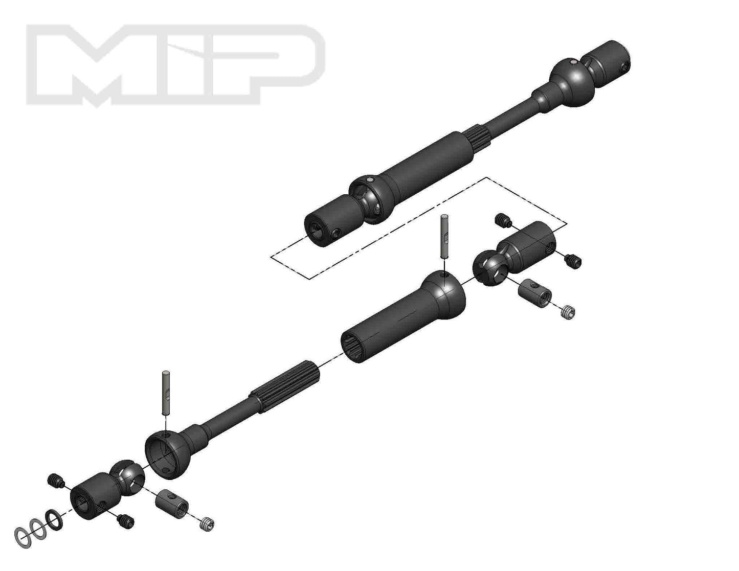 #18190 - MIP X-Duty™, Center Drive Kit, 120mm to 145mm w/ 5mm Hubs, Axial SMT10 Monster Trucks