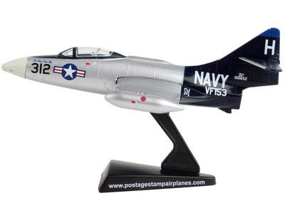 Grumman F9F/F-9 Panther/Cougar Aircraft "Blue-Tail Fly" United States Navy 1/100 Diecast Model Airplane by Postage Stamp